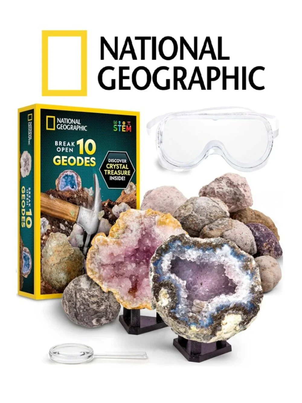 New National Geographic Break Open 10 Geodes Science Stem Kit Birthday Gift Geol